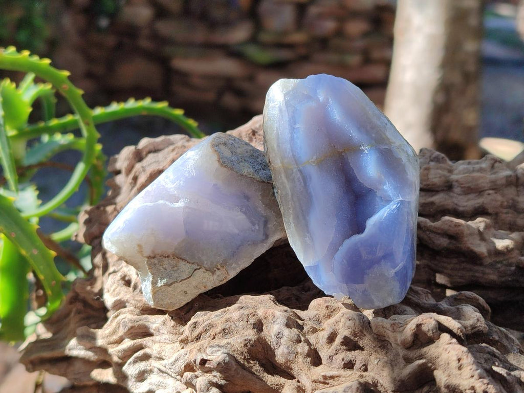 Polished On One Side Blue Lace Agate Geodes x 24 From Nsanje, Malawi - Toprock Gemstones and Minerals 