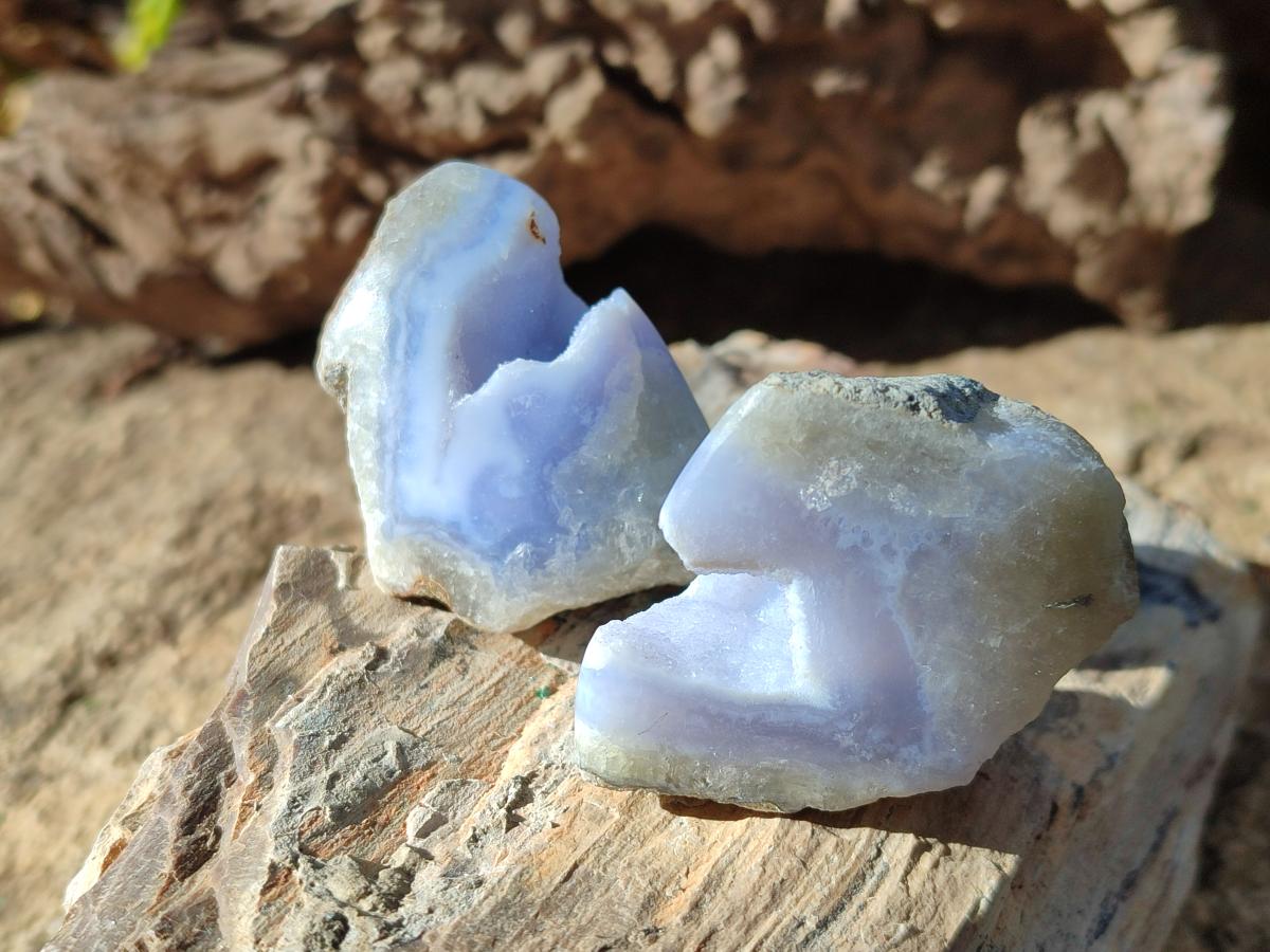 Polished On One Side Blue Lace Agate Geodes x 24 From Nsanje, Malawi - Toprock Gemstones and Minerals 