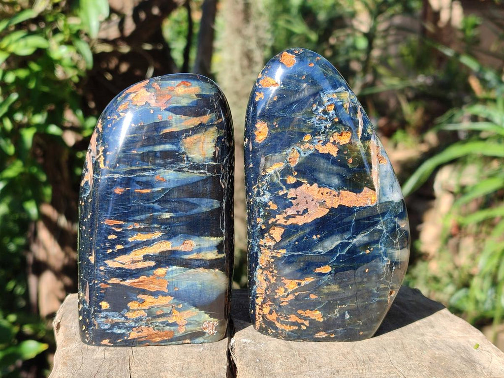 Polished Nellite Tigers Eye Standing Display Pieces x 3 From Prieska, South Africa - Toprock Gemstones and Minerals 