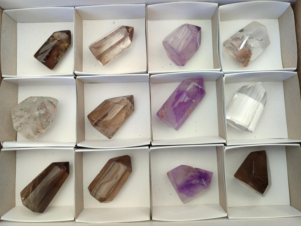 Polished Mixed Quartz Crystals x 12 From Madagascar - Toprock Gemstones and Minerals 