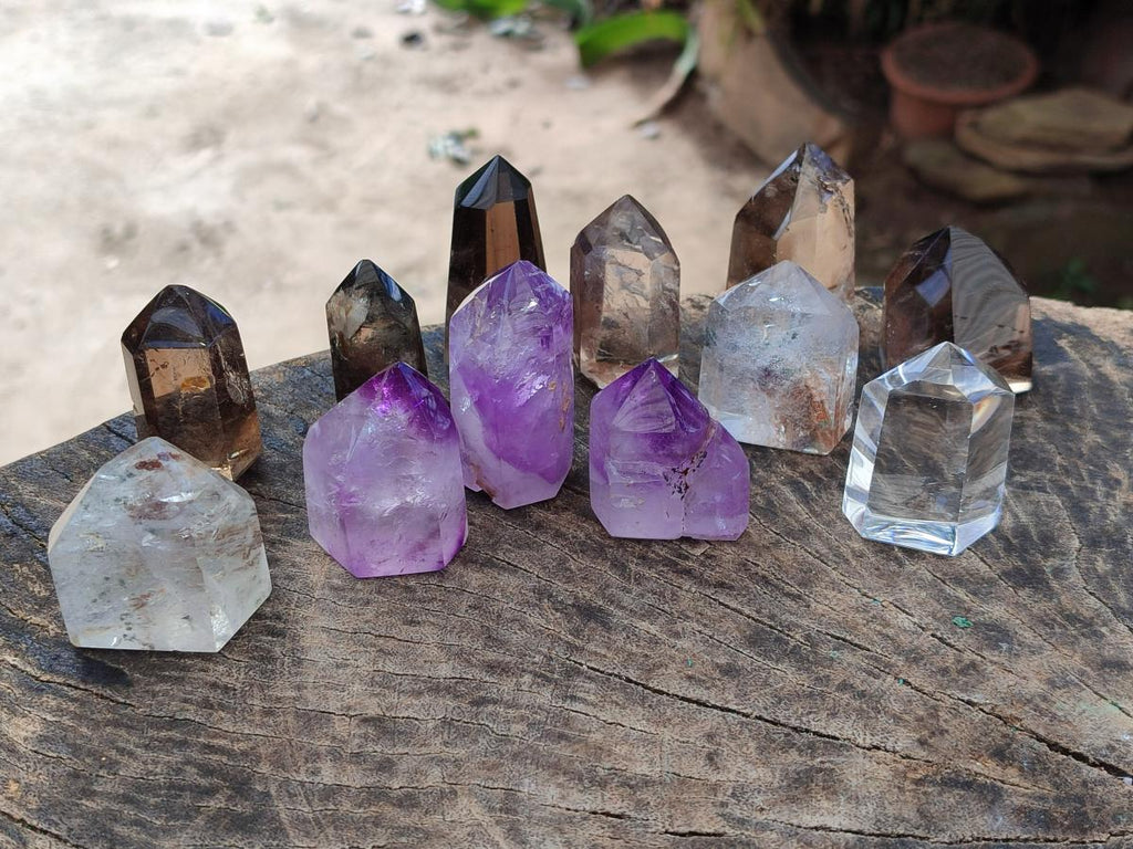Polished Mixed Quartz Crystals x 12 From Madagascar - Toprock Gemstones and Minerals 