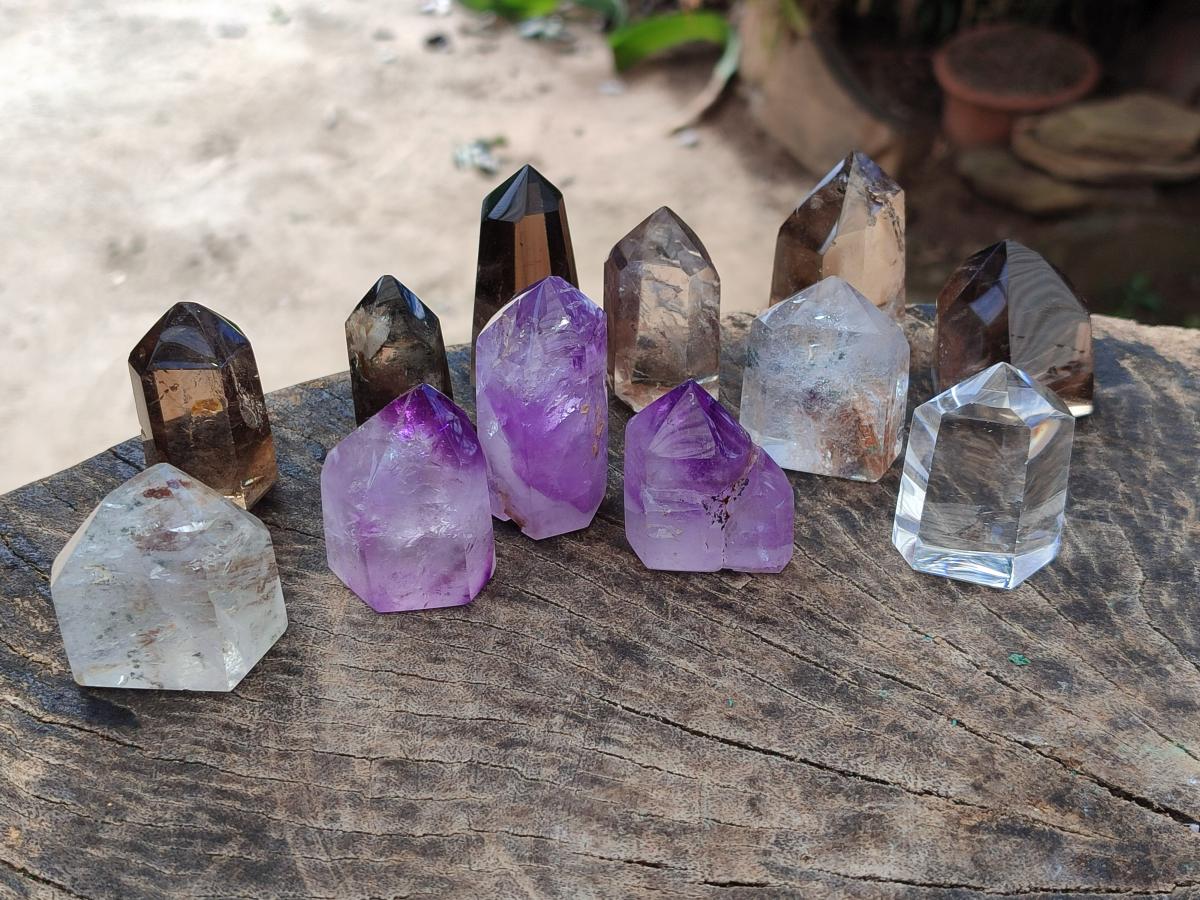 Polished Mixed Quartz Crystals x 12 From Madagascar - Toprock Gemstones and Minerals 