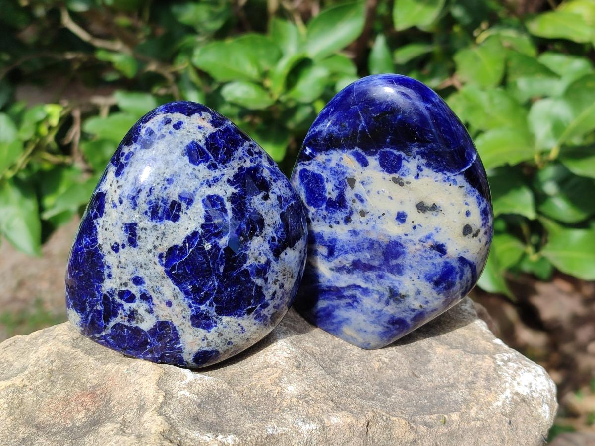 Polished Sodalite Standing Display Pieces x 3 From Kunene River, Namibia - Toprock Gemstones and Minerals 