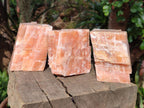 Natural Rhombohedral Sunset Orange Calcite Specimens x 4 From Spitzkop, Namibia - Toprock Gemstones and Minerals 
