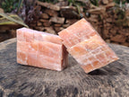 Natural Rhombohedral Sunset Orange Calcite Specimens x 4 From Spitzkop, Namibia - Toprock Gemstones and Minerals 