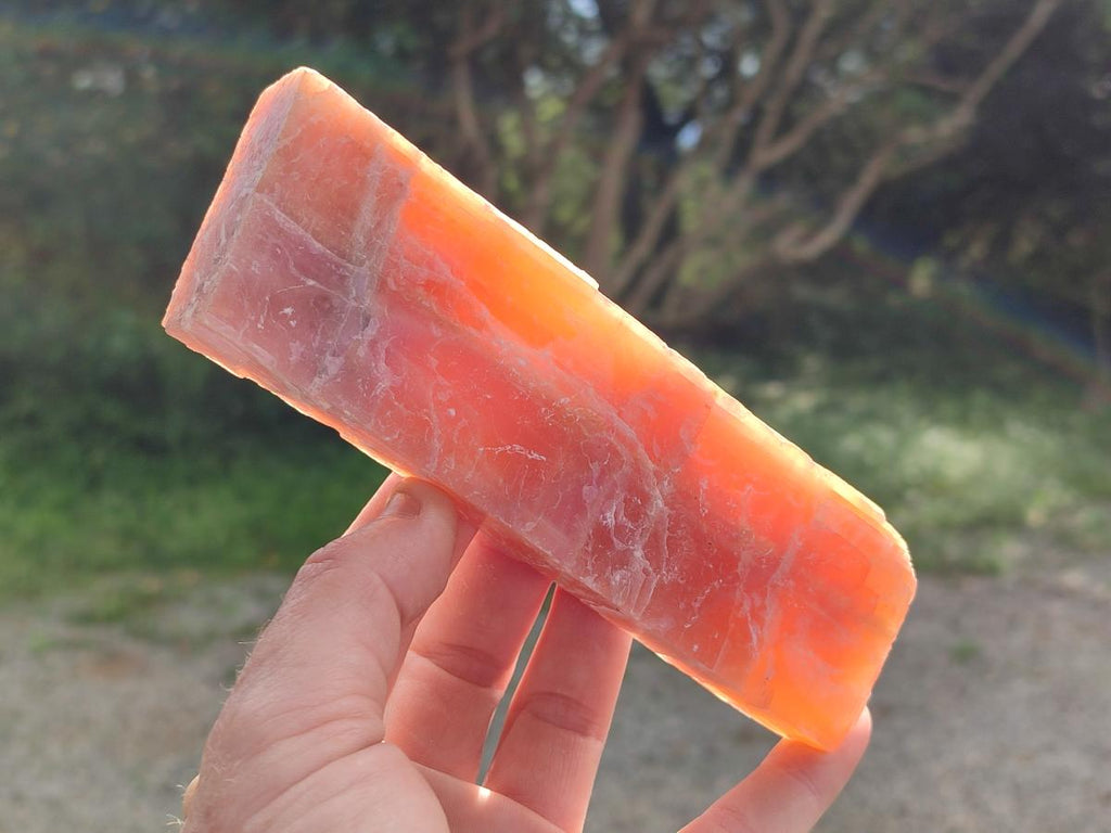 Natural Rhombohedral Sunset Orange Calcite Specimens x 4 From Spitzkop, Namibia - Toprock Gemstones and Minerals 