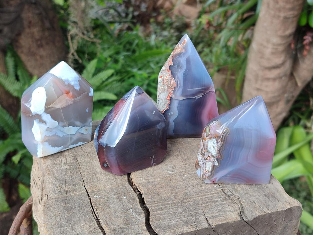Polished Strawberry Agate Display Crystal Points x 4 From Mozambique - Toprock Gemstones and Minerals 