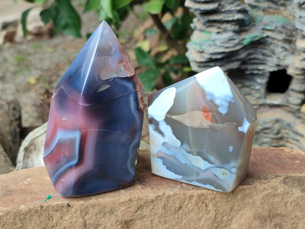 Polished Strawberry Agate Display Crystal Points x 4 From Mozambique - Toprock Gemstones and Minerals 
