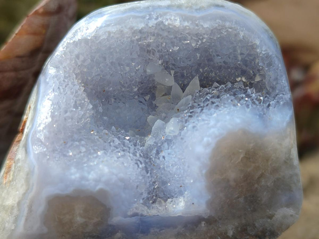 Polished On One Side Blue Lace Agate Geodes x 16 From Nsanje, Malawi - Toprock Gemstones and Minerals 