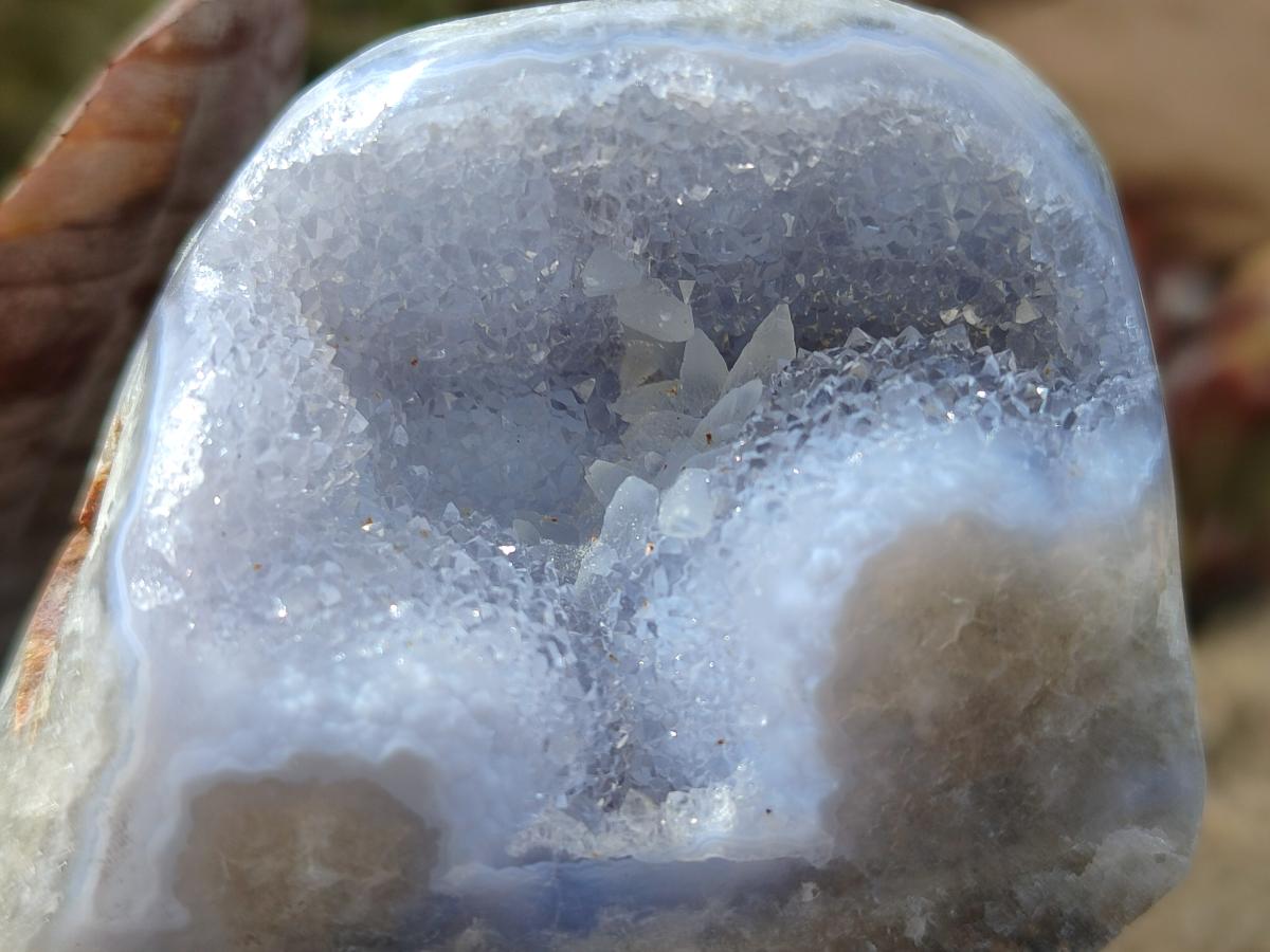 Polished On One Side Blue Lace Agate Geodes x 16 From Nsanje, Malawi - Toprock Gemstones and Minerals 