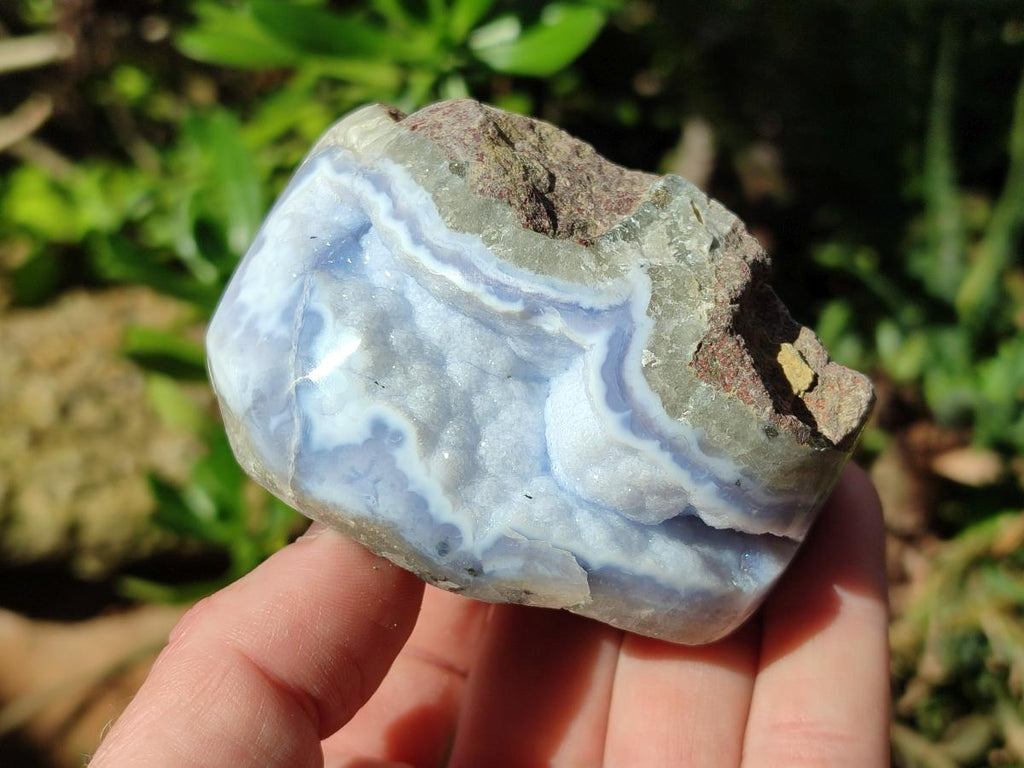 Polished On One Side Blue Lace Agate Geodes x 16 From Nsanje, Malawi - Toprock Gemstones and Minerals 