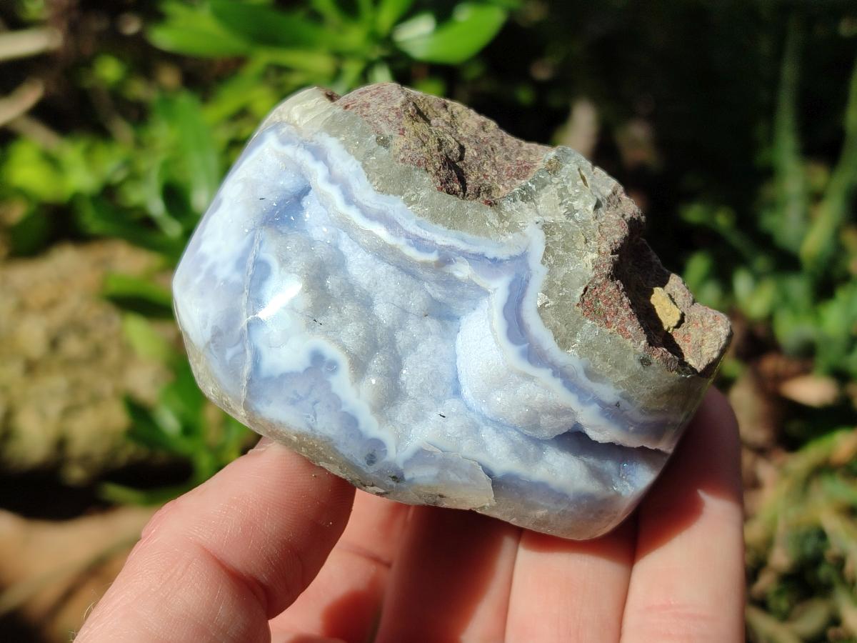 Polished On One Side Blue Lace Agate Geodes x 16 From Nsanje, Malawi - Toprock Gemstones and Minerals 
