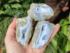 Polished On One Side Blue Lace Agate Geodes x 16 From Nsanje, Malawi - Toprock Gemstones and Minerals 