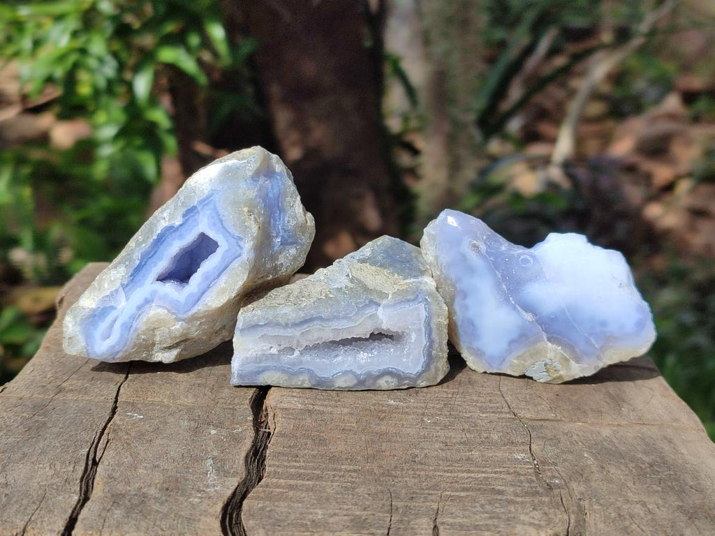 Polished On One Side Blue Lace Agate Geodes x 16 From Nsanje, Malawi - Toprock Gemstones and Minerals 