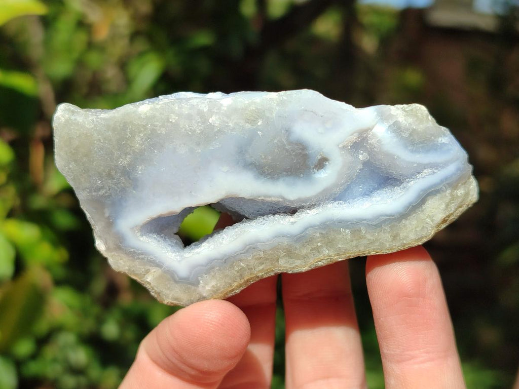 Polished On One Side Blue Lace Agate Geodes x 16 From Nsanje, Malawi - Toprock Gemstones and Minerals 