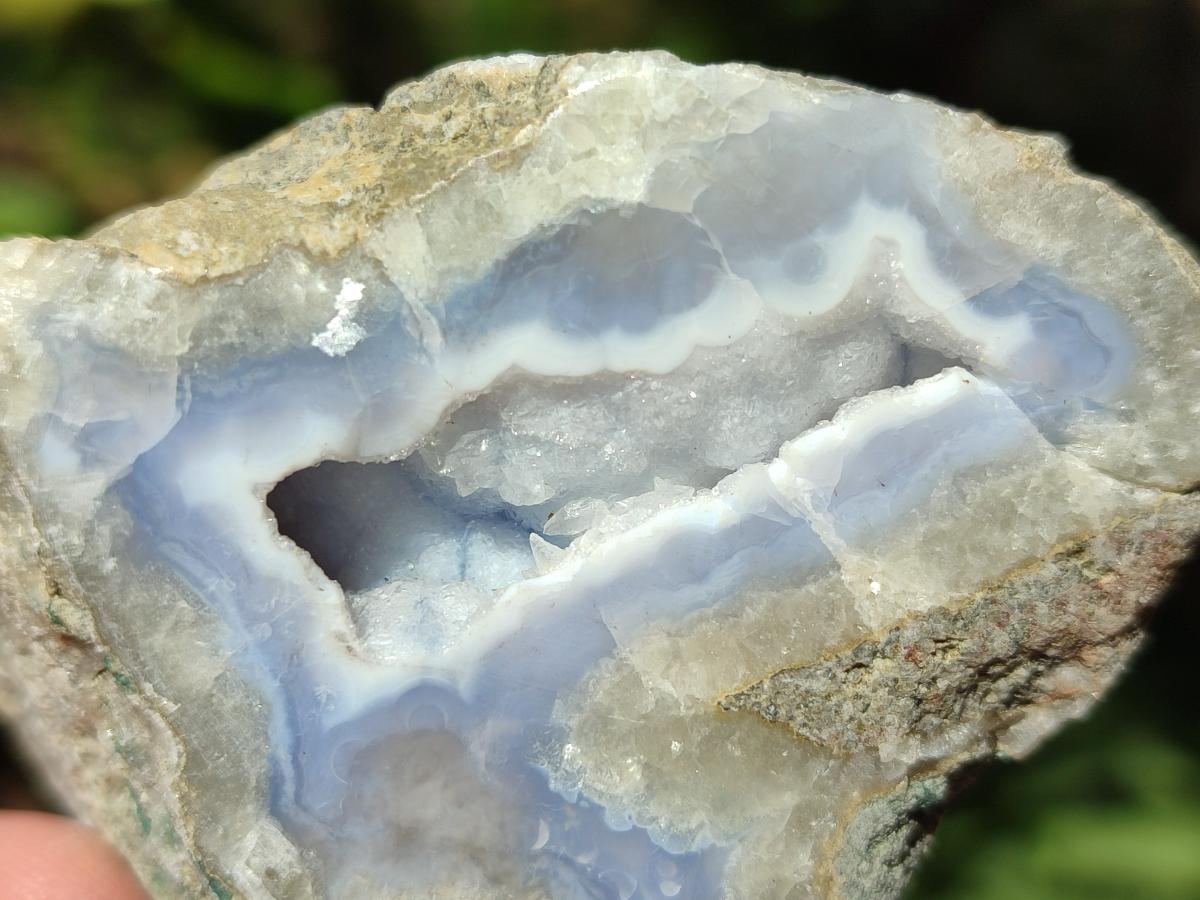 Polished On One Side Blue Lace Agate Geodes x 16 From Nsanje, Malawi - Toprock Gemstones and Minerals 