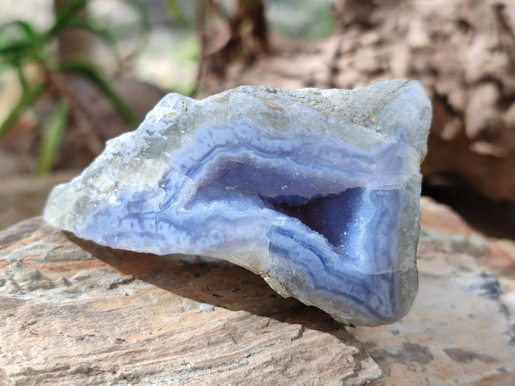 Polished On One Side Blue Lace Agate Geodes x 16 From Nsanje, Malawi - Toprock Gemstones and Minerals 