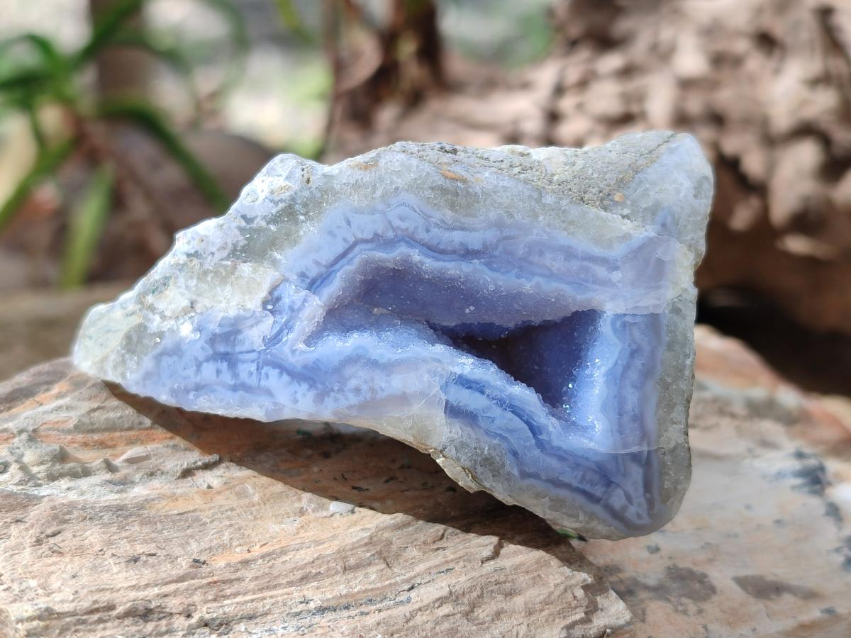 Polished On One Side Blue Lace Agate Geodes x 16 From Nsanje, Malawi - Toprock Gemstones and Minerals 