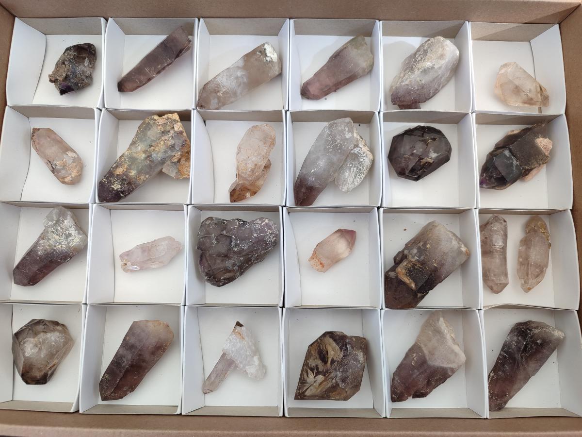 Natural Amethyst Smokey Quartz Crystals x 25 From Brandberg, Namibia - Toprock Gemstones and Minerals 