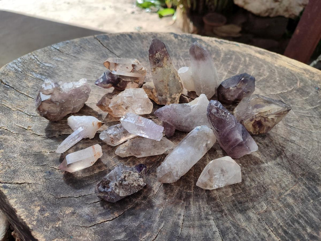 Natural Amethyst Smokey Quartz Crystals x 25 From Brandberg, Namibia - Toprock Gemstones and Minerals 