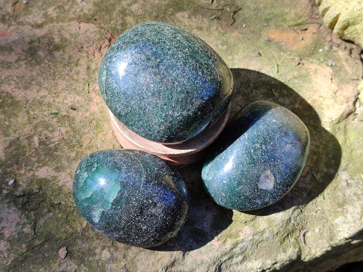 Polished Fuchsite Quartz Galets x 35 From Andakatany, Madagascar - Toprock Gemstones and Minerals 