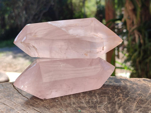 Polished Double Terminated Gemmy Rose Quartz Crystals x 4 From Madagascar - Toprock Gemstones and Minerals 