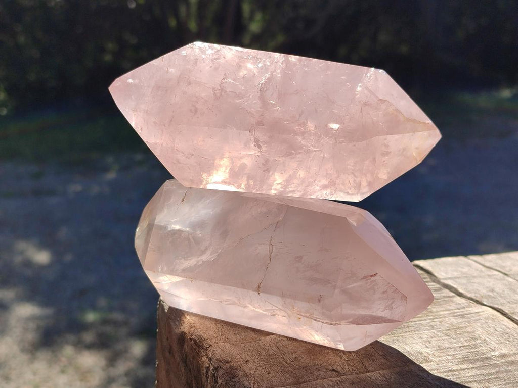 Polished Double Terminated Gemmy Rose Quartz Crystals x 4 From Madagascar - Toprock Gemstones and Minerals 