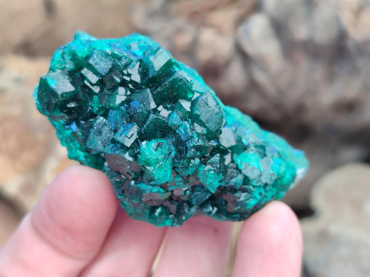 Natural Dioptase on Dolomite Specimens x 6 From Likasi, Congo - Toprock Gemstones and Minerals 