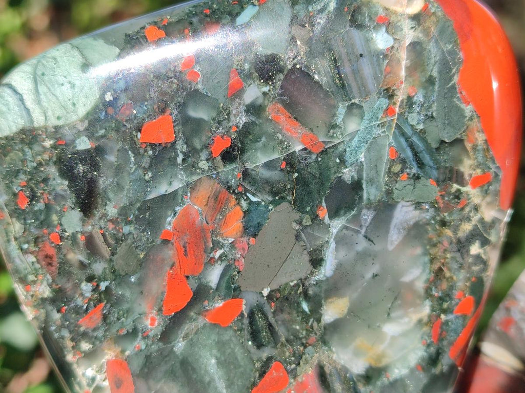 Polished Bloodstone Display Crystal Points and Standing Display Piece x 2 From Swaziland - Toprock Gemstones and Minerals 