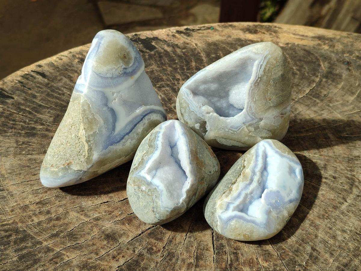 Polished Blue Lace Agate Free Forms x 4 From Nsanje, Malawi - Toprock Gemstones and Minerals 