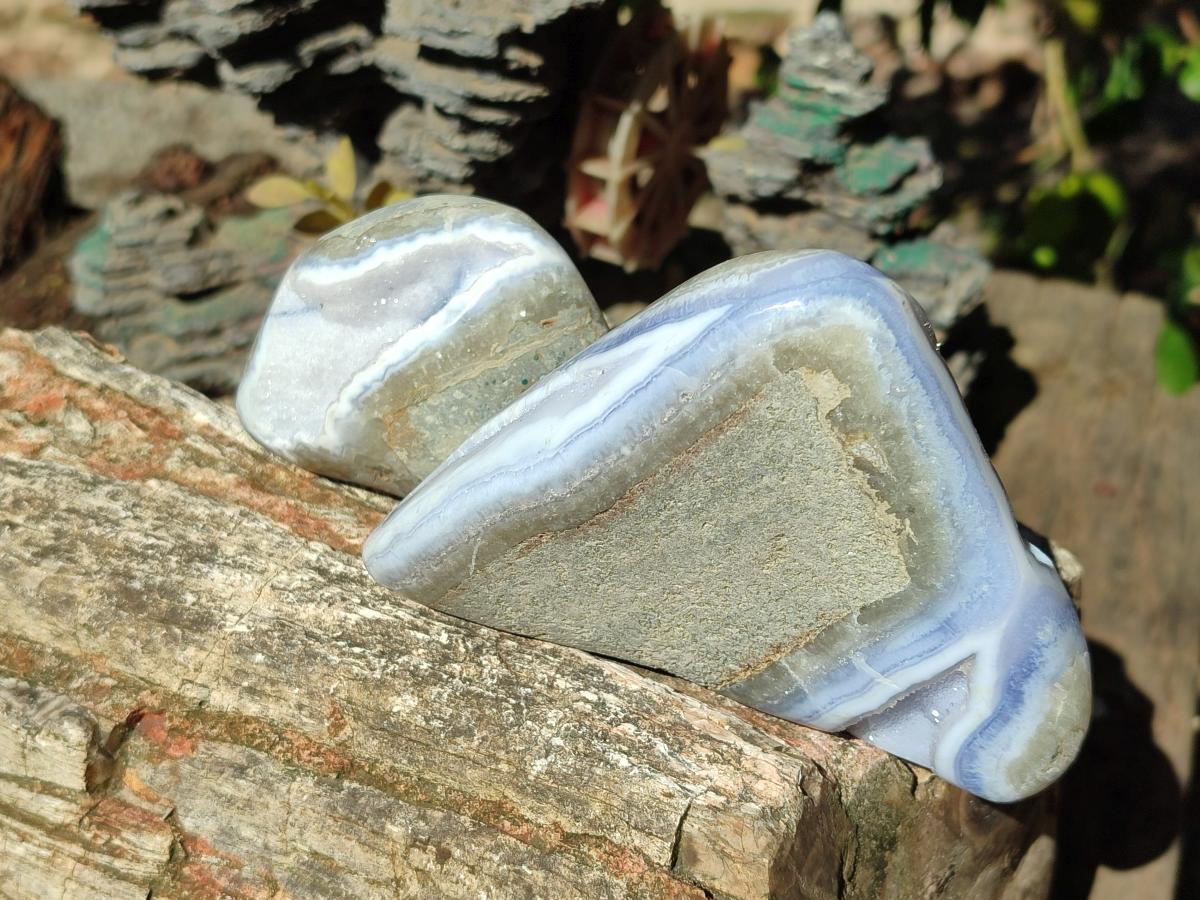 Polished Blue Lace Agate Free Forms x 4 From Nsanje, Malawi - Toprock Gemstones and Minerals 