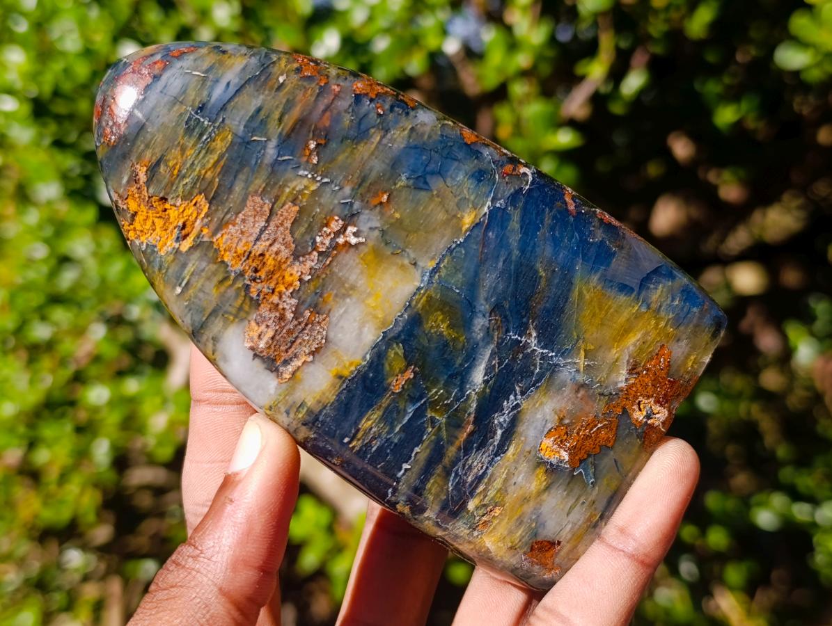 Polished Nellite Tigers Eye Standing Display Pieces x 3 From Prieska, South Africa - Toprock Gemstones and Minerals 