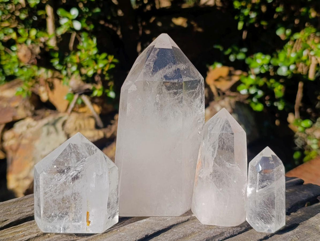 Polished Clear Quartz Display Crystals x 4 From Madagascar - Toprock Gemstones and Minerals 