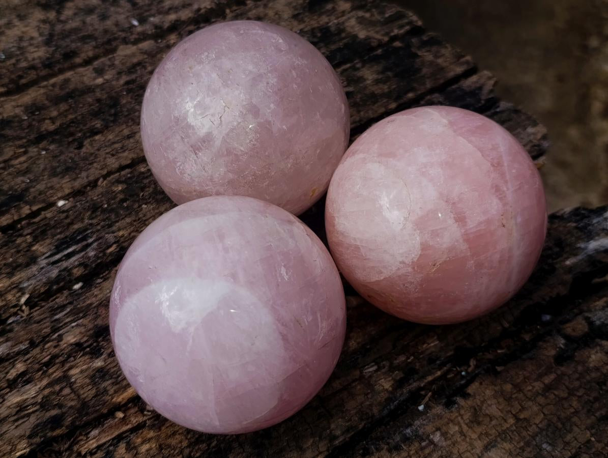 Polished Gemmy Star Rose Quartz Spheres x 2 From Madagascar - Toprock Gemstones and Minerals 