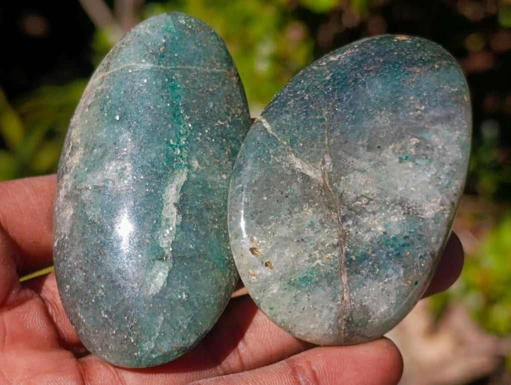 Polished Fuchsite Quartz Galets x 24 From Andakatany, Madagascar - Toprock Gemstones and Minerals 