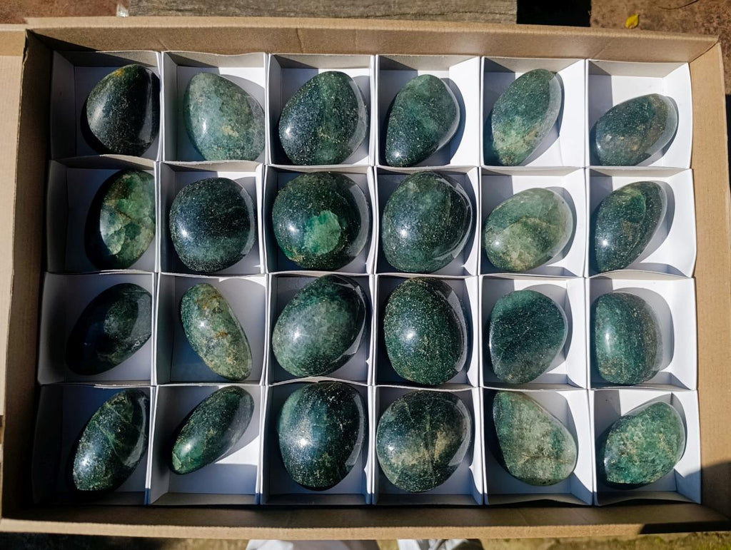 Polished Fuchsite Quartz Galets x 24 From Andakatany, Madagascar - Toprock Gemstones and Minerals 