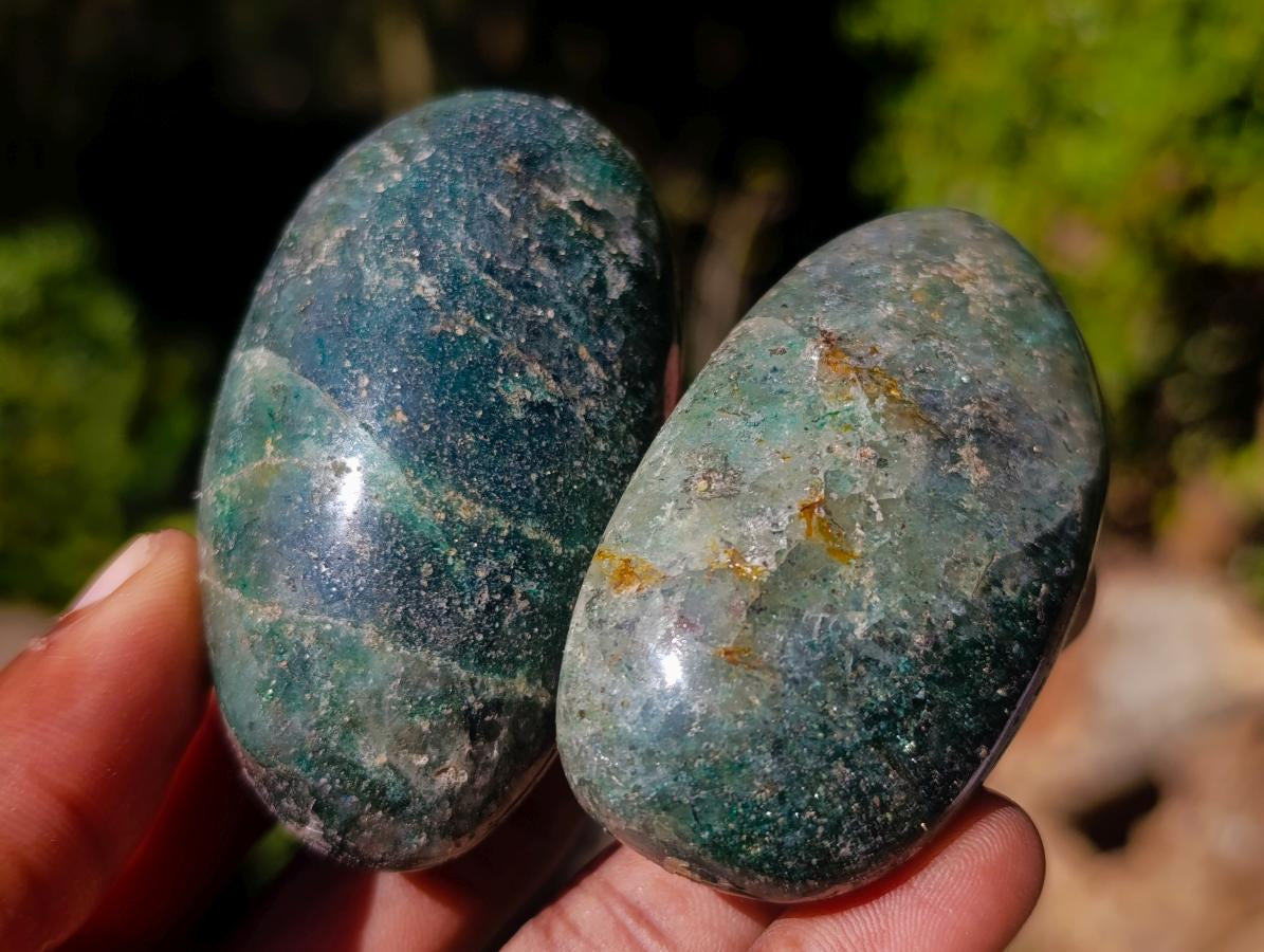 Polished Fuchsite Quartz Galets x 24 From Andakatany, Madagascar - Toprock Gemstones and Minerals 