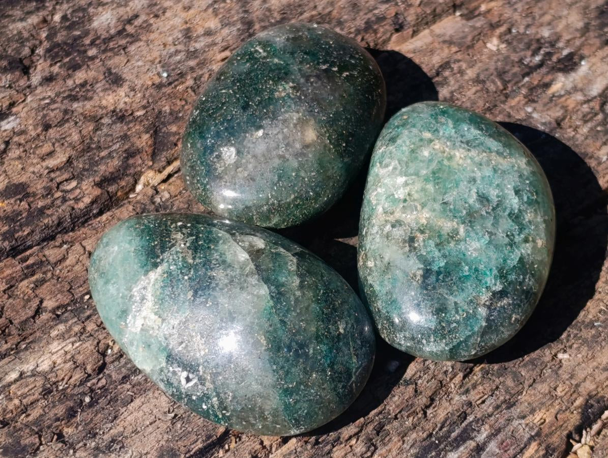 Polished Fuchsite Quartz Galets x 24 From Andakatany, Madagascar - Toprock Gemstones and Minerals 