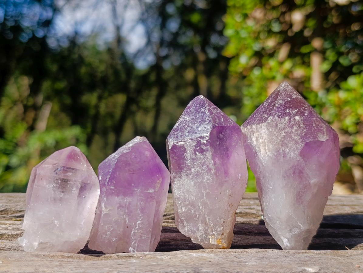 Natural Jacaranda Amethyst Single Crystals x 24 From Mumbwa, Zambia - Toprock Gemstones and Minerals 