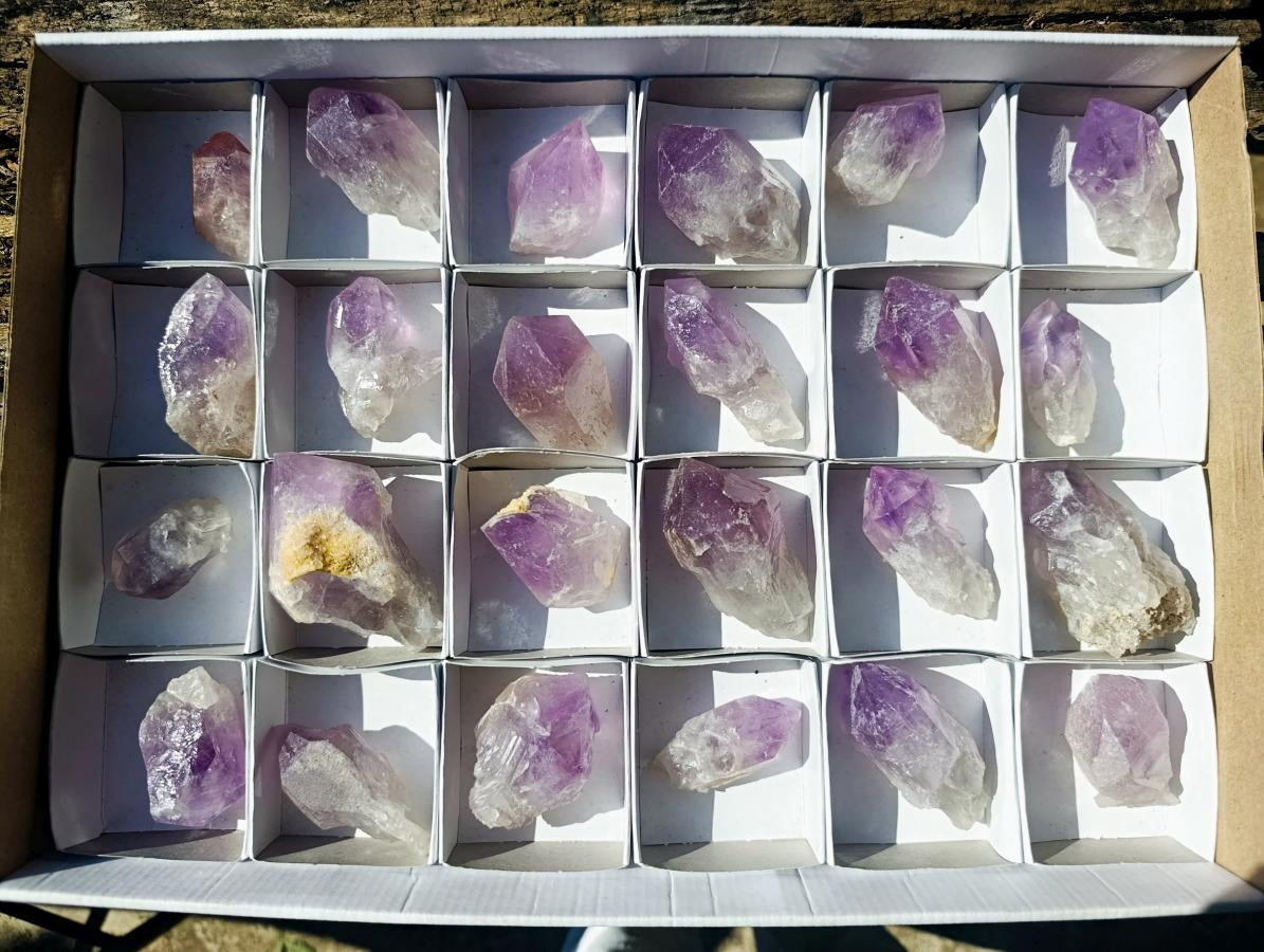Natural Jacaranda Amethyst Single Crystals x 24 From Mumbwa, Zambia - Toprock Gemstones and Minerals 