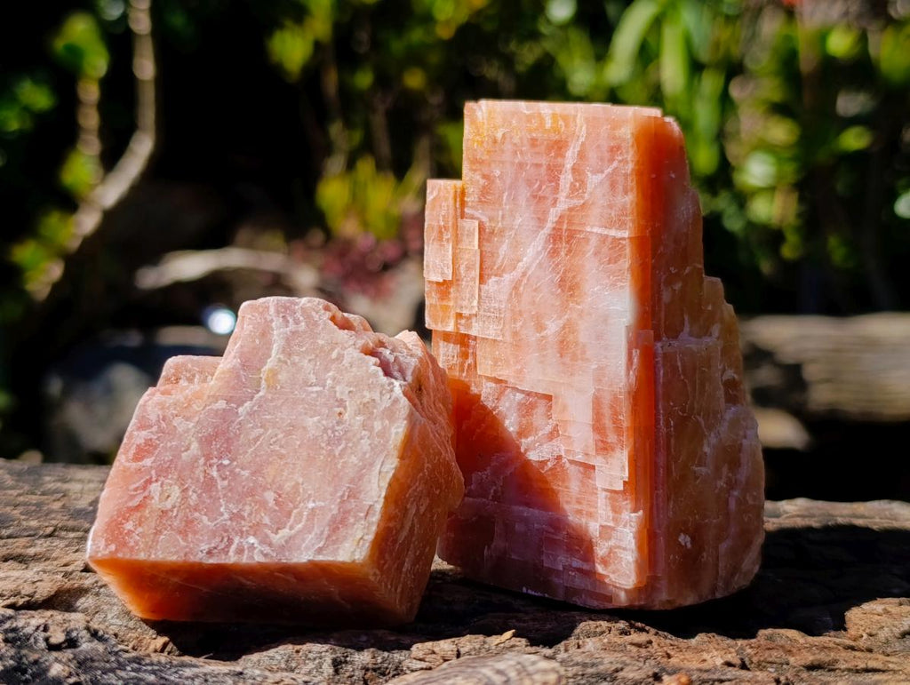 Natural Rhombohedral Sunset Orange Calcite Specimens x 12 From Spitzkop, Namibia - Toprock Gemstones and Minerals 