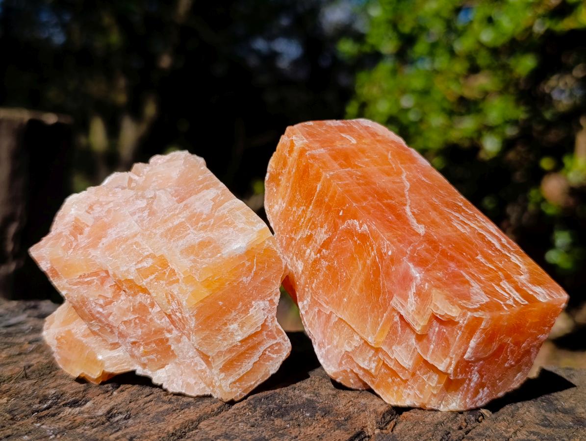 Natural Rhombohedral Sunset Orange Calcite Specimens x 12 From Spitzkop, Namibia - Toprock Gemstones and Minerals 