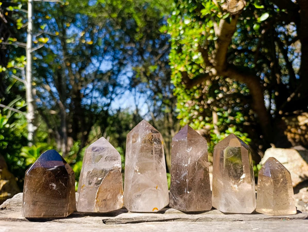Polished Clear Smokey Quartz Crystals x 6 From Madagascar - Toprock Gemstones and Minerals 