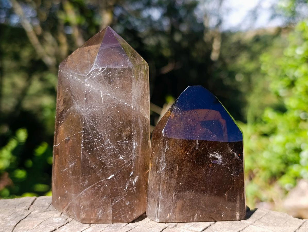 Polished Clear Smokey Quartz Crystals x 6 From Madagascar - Toprock Gemstones and Minerals 