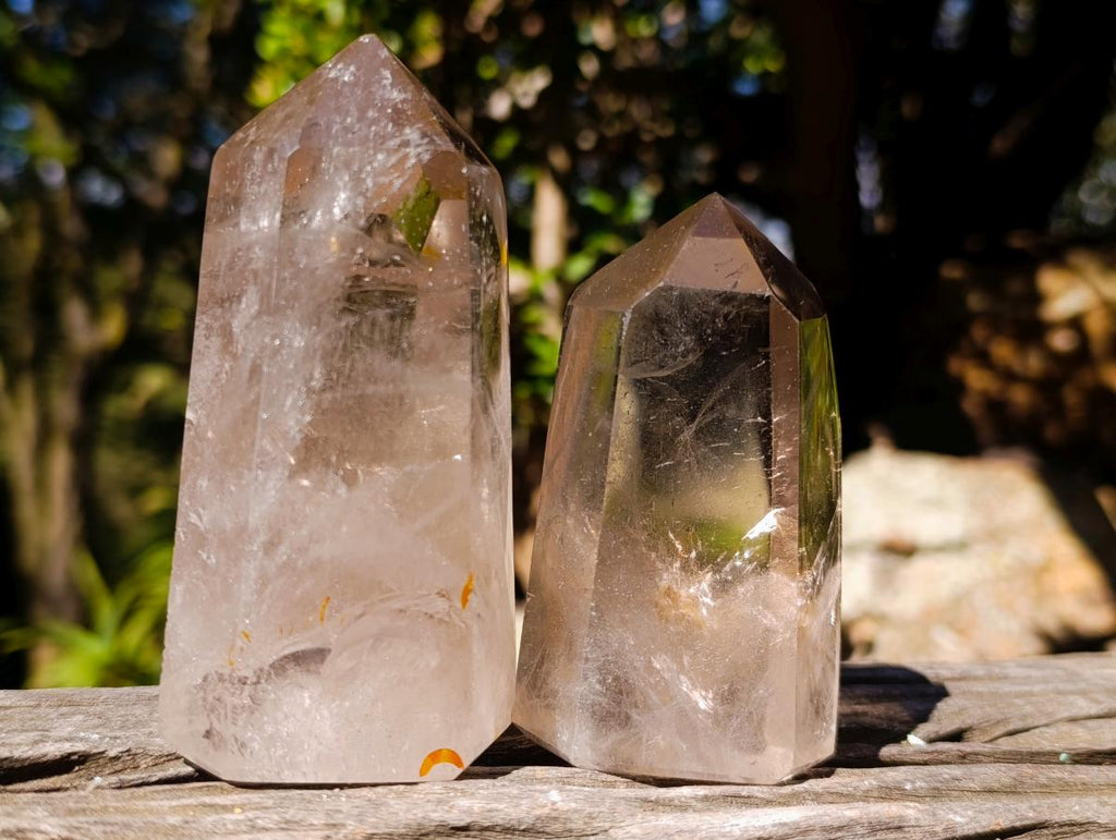 Polished Clear Smokey Quartz Crystals x 6 From Madagascar - Toprock Gemstones and Minerals 