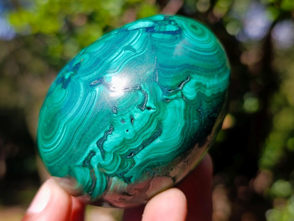 Polished Flower Banded Malachite Gemstone Eggs x 4 From Congo - Toprock Gemstones and Minerals 