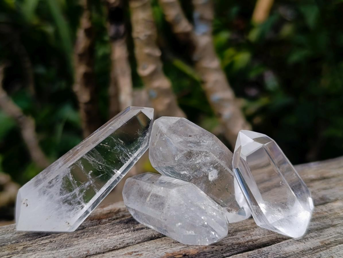 Polished Pendant Size Double Terminated Clear Quartz Crystals x 35 From Madagascar - Toprock Gemstones and Minerals 