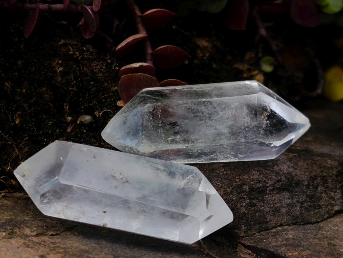 Polished Pendant Size Double Terminated Clear Quartz Crystals x 35 From Madagascar - Toprock Gemstones and Minerals 