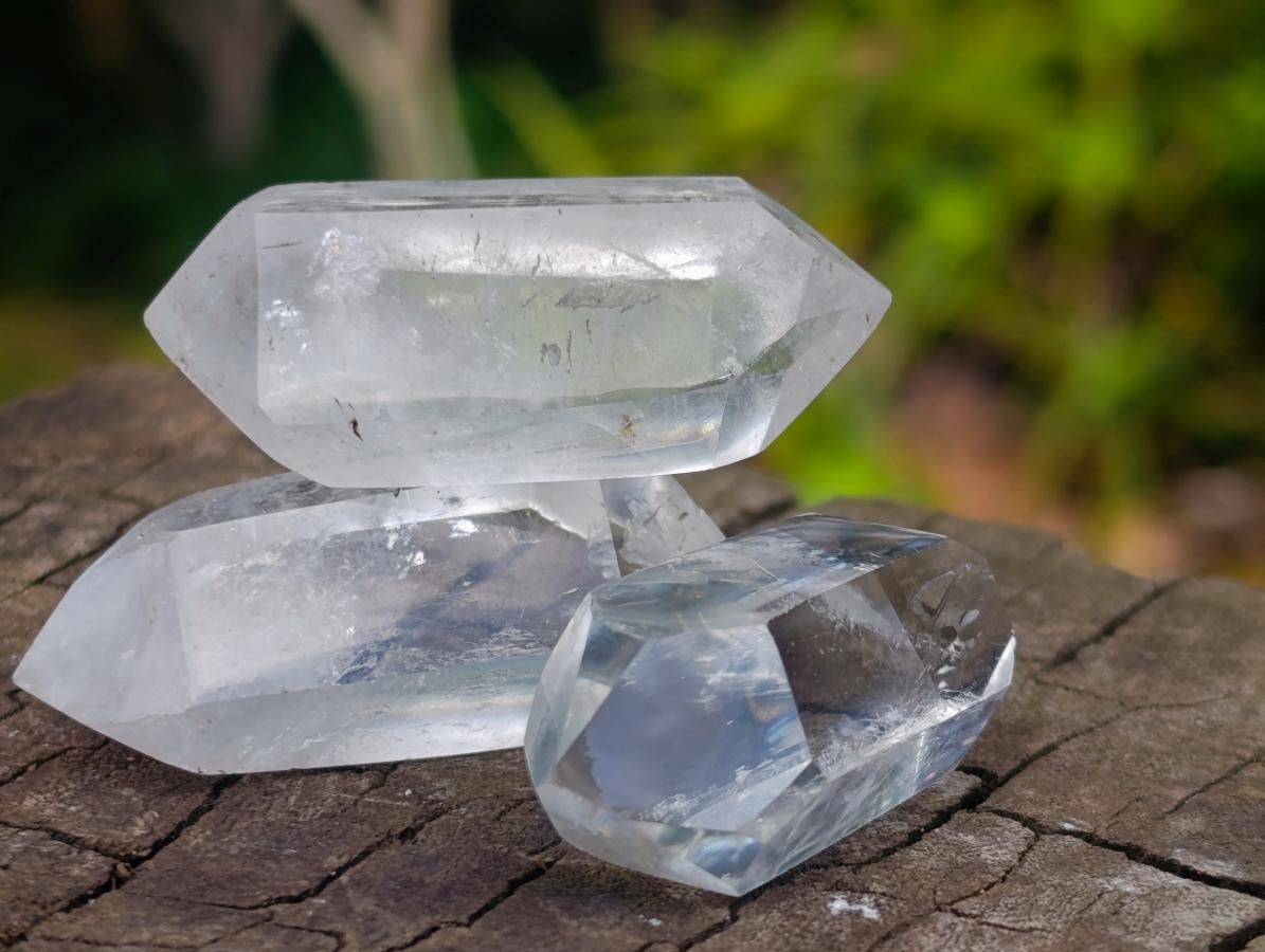 Polished Pendant Size Double Terminated Clear Quartz Crystals x 35 From Madagascar - Toprock Gemstones and Minerals 