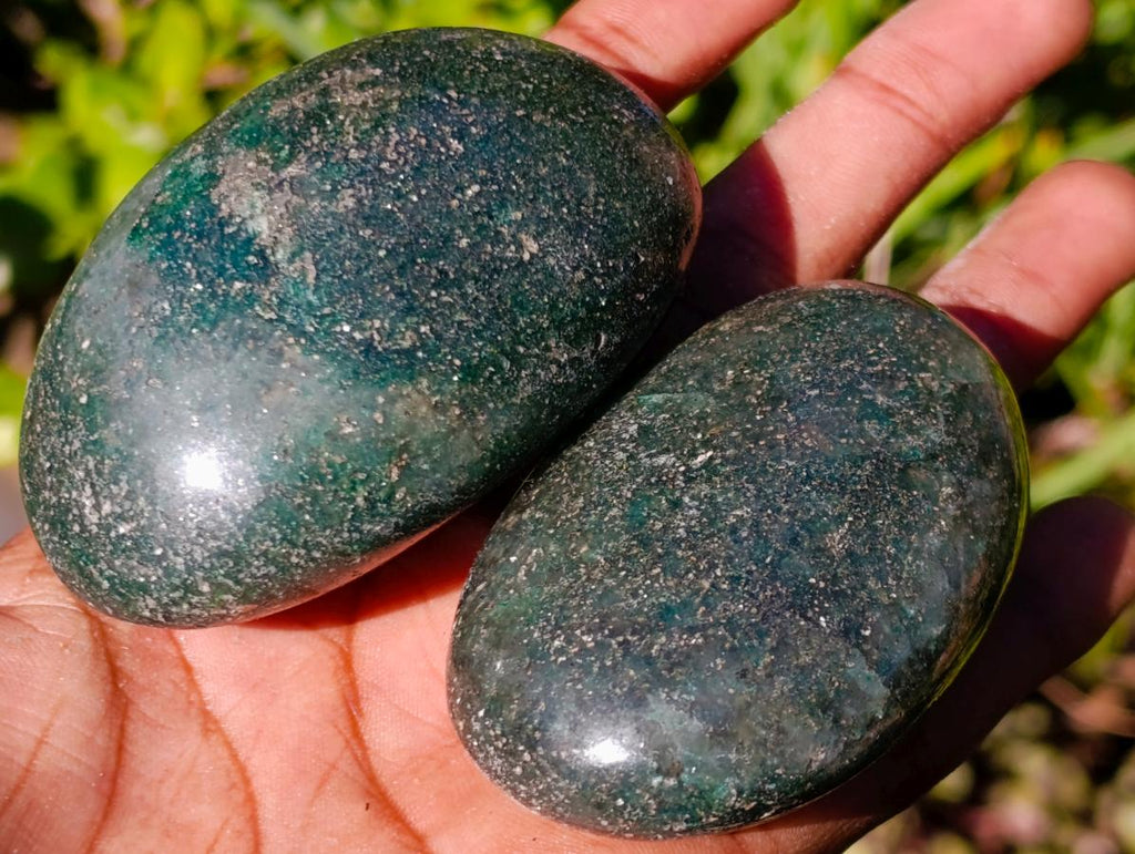 Polished Fuchsite Quartz Galets x 24 From Andakatany, Madagascar - Toprock Gemstones and Minerals 